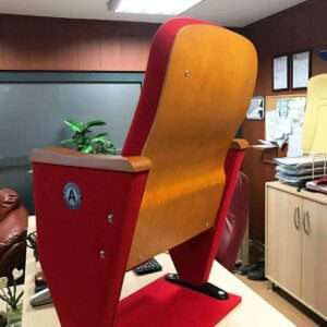 linoa serisi tam ayak ahşap arkalık ve oturak ve ahşap kollu toplantı salonu sandalyesi arka görünüm RAS-99614-4